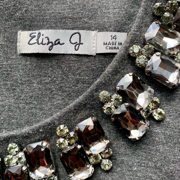 Eliza J Jeweled Collar Fit and Flare Dress - Picture 2 of 5